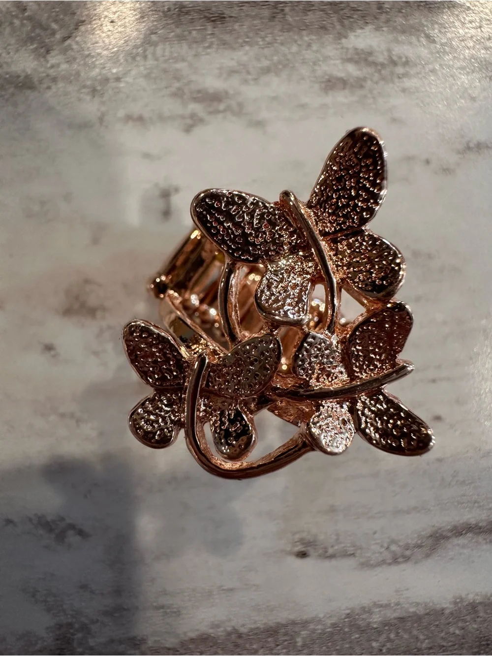 paparazzi Rose Gold Butterfly Cluster Statement Ring